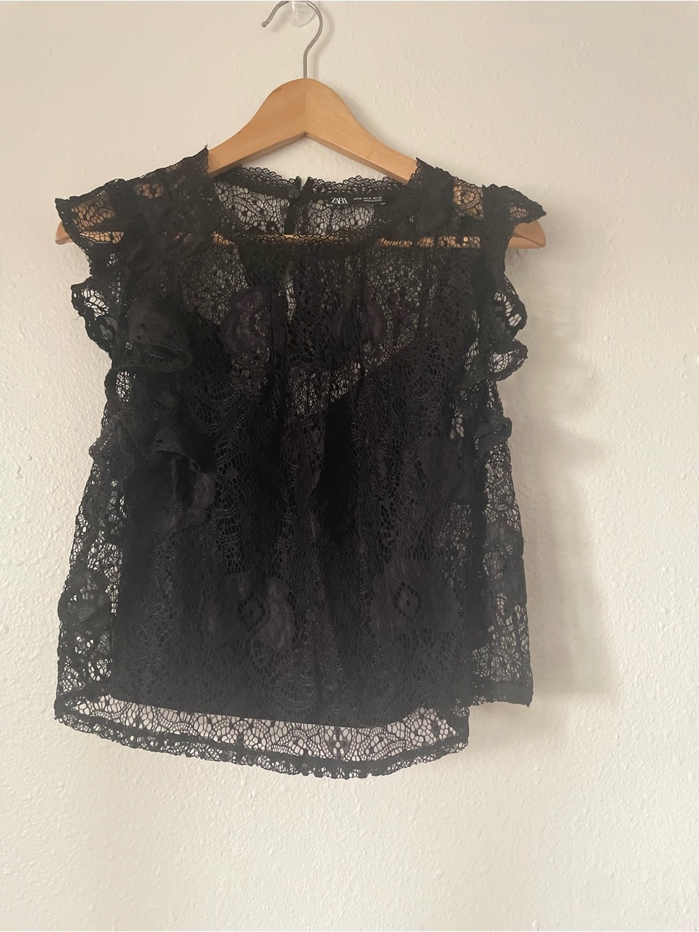 Zara Black Lace Ruffle Camisole